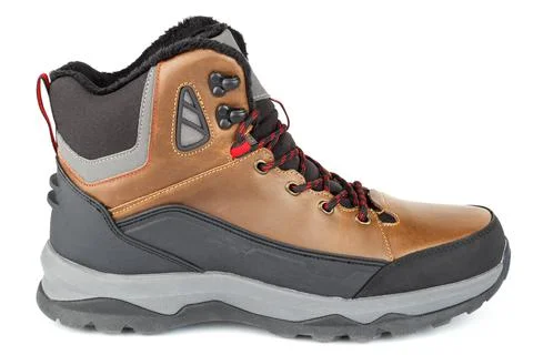 Brown winter warm three quarter sneaker or boot isolated on white background Stock Photos