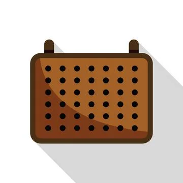 Brown wireless speaker playing music with long shadow Stock Illustration