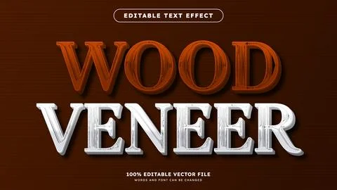 Brown Wood Vector Editable Text Effect Template 스톡 일러스트