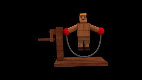 Brown wooden dolls tied with string for creative projects. Stock Footage 337391353