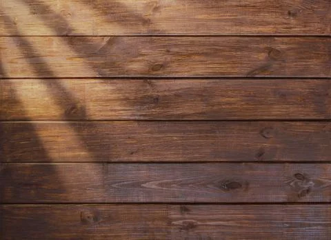 Brown wooden plank desk, table background texture. Top view Stock Photos