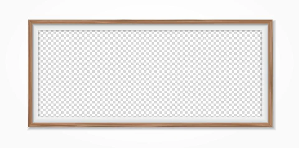 Brown wooden rectangle frame with soft shadow for text or picture is on white Stock Illustration