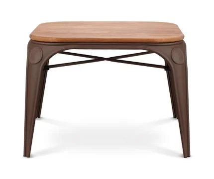 Brown wooden rectangular, square coffee table, dinning table, magazines tab.. Stock Photos