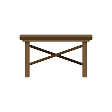 Brown wooden table flat vector icon illustration Ilustración de archivo