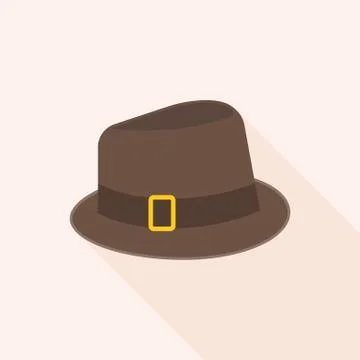 Brown wool fedora hat vector, flat design vector Stock Illustration