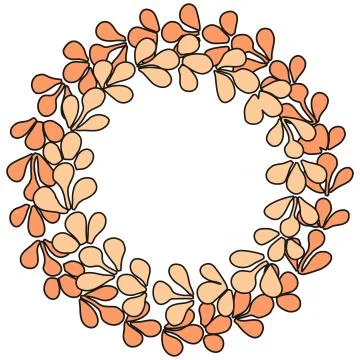 Brown wreath vector frame on white background Stock Illustration