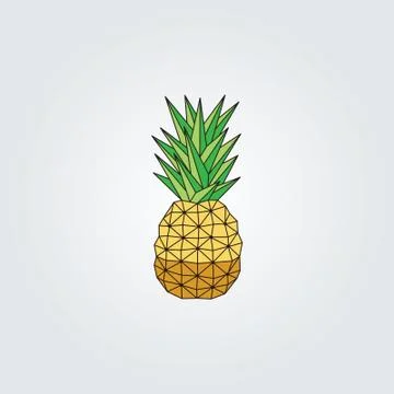 Brown, yellow and green color pineapple origami vector design Stock Illustration