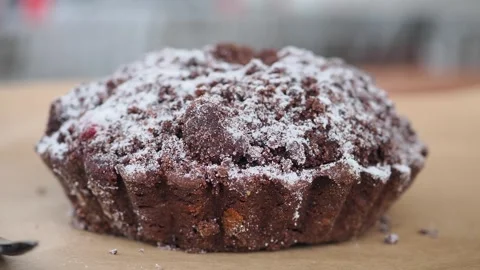 Brownie cake being served at a bakery Stock Footage 340123229