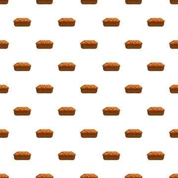 Brownie cake loaf pattern repeating on white background Illustrazione stock