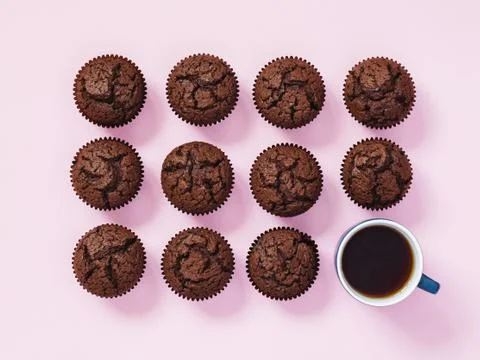 Brownie with cup of tea Stock Photos