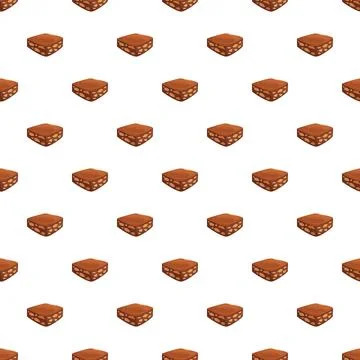 Brownie desserts seamless pattern repeating on white background Stock Illustration