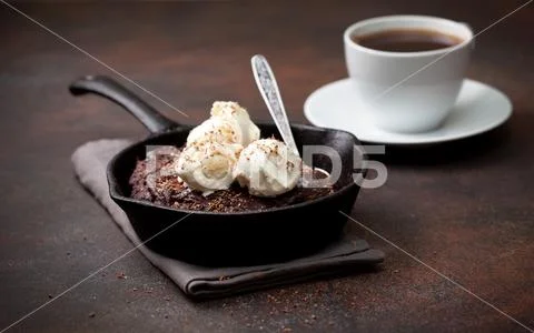 Brownie with ice cream Stock Photos