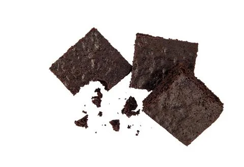 Brownie isolate on white background. Selective focus. Stock Photos