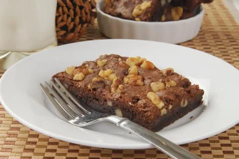 Brownie with nuts Stock Photos