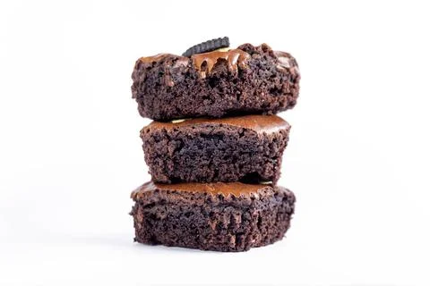 Brownie stack on white background Stock Photos
