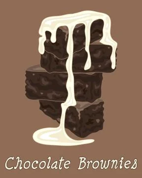 Brownies and cream Stock Illustration