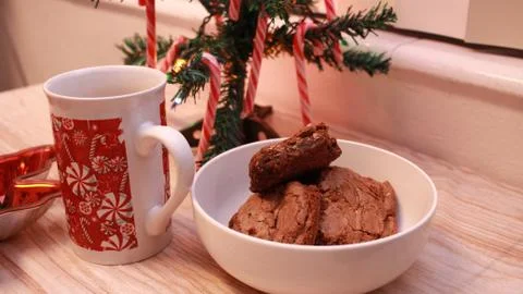Brownies on the table for Christmas Stock Photos