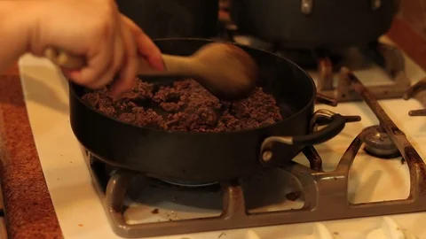 Browning ground meat Stock Footage 94831704