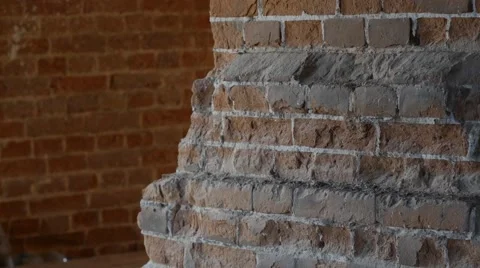 Brownstone Wall Corner Inside of a Monastery Red Brick Wall Bricks Are Fallen Stock Footage 58013851