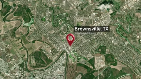 Brownsville City Map Zoom (TX, USA) from Space to Earth Stock Footage 295378853
