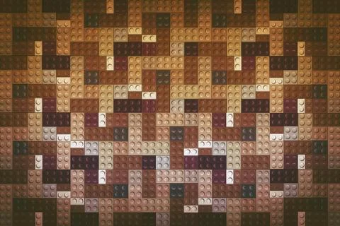 Browny Plastic Blocks Backdrop. Blocks Background 3D Render Illustration. イラスト素材