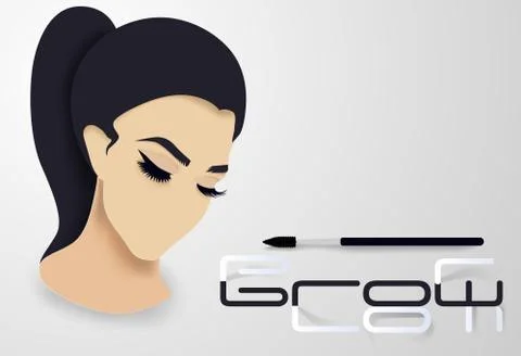 Brows and lashes lettering. Vector illustration of lashes and brows. For beauty Stock Illustration