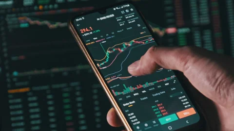 Browse Digital Exchange Market Data, Man Touching Smartphone Screen Stock Footage 198030382