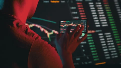 Browse Digital Exchange Market Data, Man Touching Smartphone Screen Stock Footage 201100362