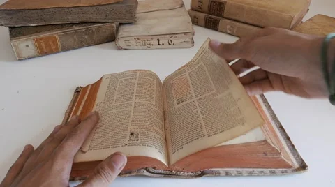 Browse old dictionary - Book  - 4k Stock Footage 53477737