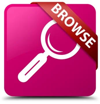Browse pink square button red ribbon in corner Stock Illustration