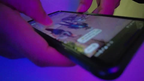 Browse Social Network Close up.  Online Touch Fingers of Cell Phone Chatting. Stock Footage 198130748