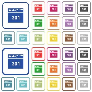 Browser 301 Moved Permanently outlined flat color icons Stockillustratie