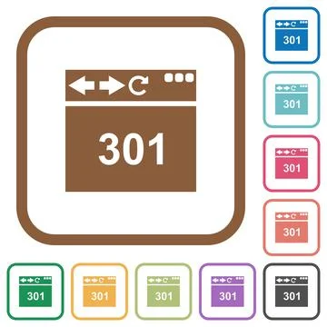 Browser 301 Moved Permanently simple icons Stock Illustration