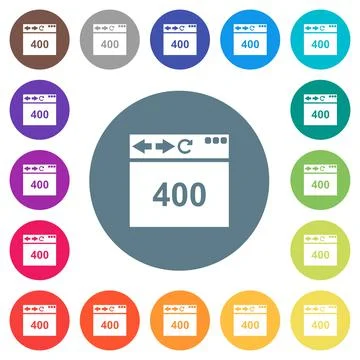 Browser 400 Bad Request flat white icons on round color backgrounds Ilustración de archivo