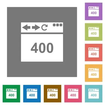 Browser 400 Bad Request square flat icons Ilustración de archivo
