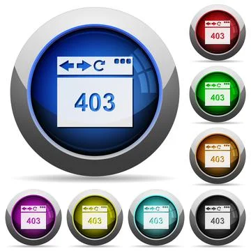 Browser 403 forbidden round glossy buttons Stock-Illustration