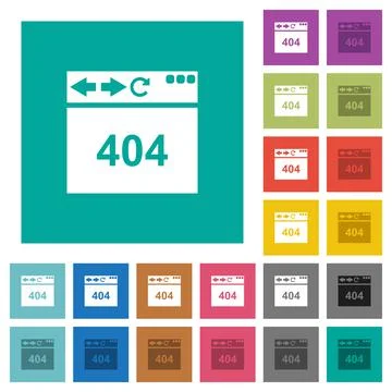 Browser 404 page not found square flat multi colored icons Ilustración de archivo