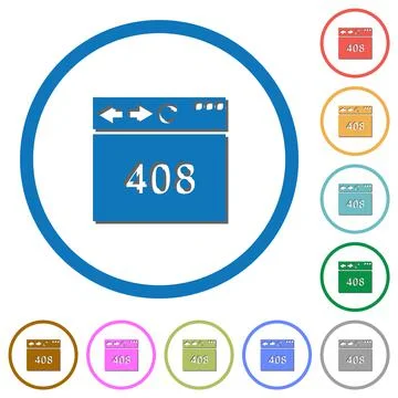 Browser 408 request timeout icons with shadows and outlines Ilustración de archivo