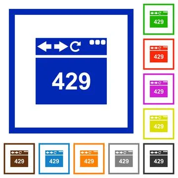 Browser 429 Too Many Requests flat framed icons Stock Illustration