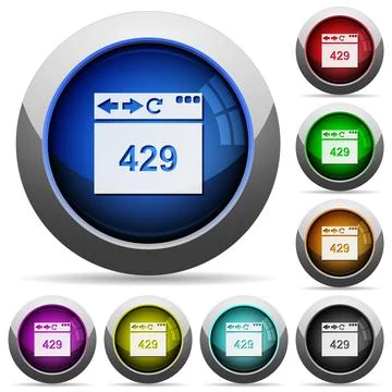 Browser 429 Too Many Requests round glossy buttons Stock-Illustration