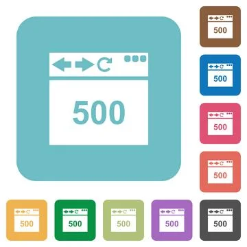 Browser 500 internal server error rounded square flat icons Illustrazione stock