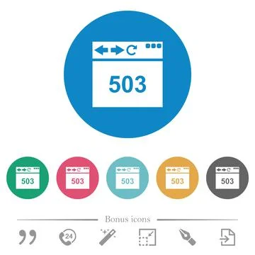 Browser 503 Service Unavailable flat round icons Ilustración de archivo