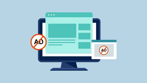 Browser with Ad Blocker 2d Animation with Alpha Matte Stock Footage 334829469