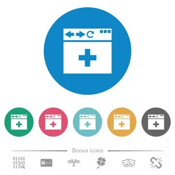 Browser add new tab flat round icons Illustrazione stock