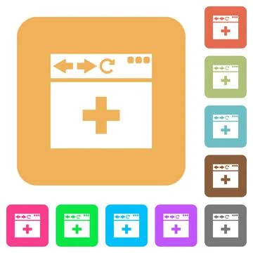 Browser add new tab rounded square flat icons Stock Illustration