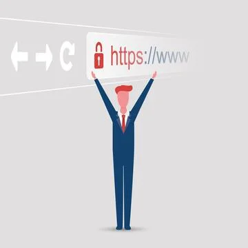Browser Address Bar Showing Https Protocol - Secure Business Concept with H.. Illustrazione stock