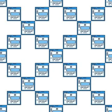 Browser with AI APP vector Artificial Intelligence Technology colored seaml.. Stock Illustration