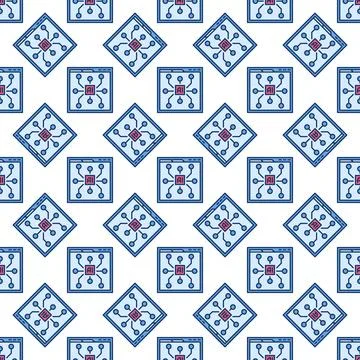 Browser with AI vector Artificial Intelligence Web site colored seamless pa.. Stock Illustration