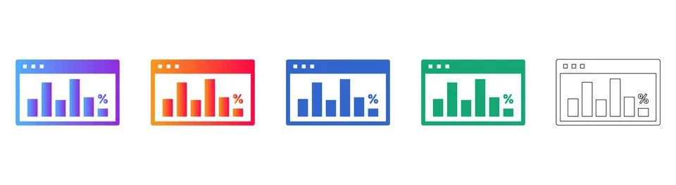 Browser Analytics and Data Reporting Icons Stock Illustration
