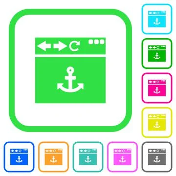 Browser anchor vivid colored flat icons Stock Illustration